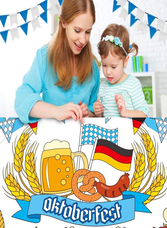 AUGSUN Oktoberfest Coloring Poster with 18 Pcs Paint Pens, Bavarian German Party Games Giant Poster Octoberfest Blue White Diamonds Checkered Beer Tablecloth for Party Decorations Supplies, 72 x 30 In - Image 4